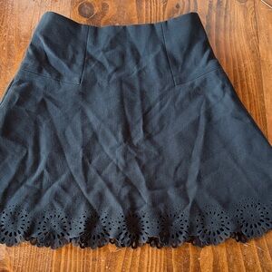 LOFT Black Mini Skirt with Lace Hem